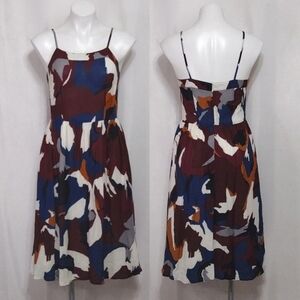 Loft Multicolor Spaghetti Strap Knee Length Sundress Casual Summer Dress Size 0
